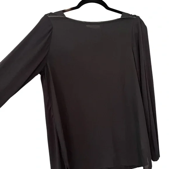 Lola & Sophie Faux Leather Piping Boat Neck Top - Picture 9 of 12